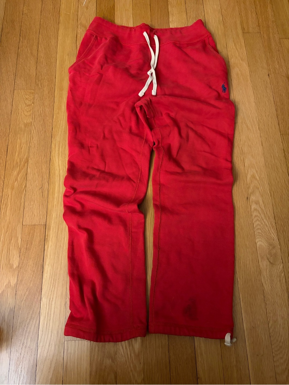 Ralph Lauren Red Men's Sweatpants with White Drawstring